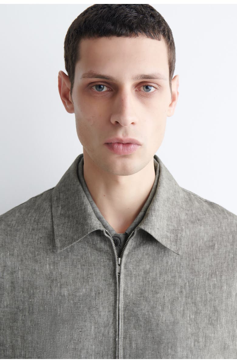 COS Linen Blouson Jacket, Alternate, color, Gray Mélange