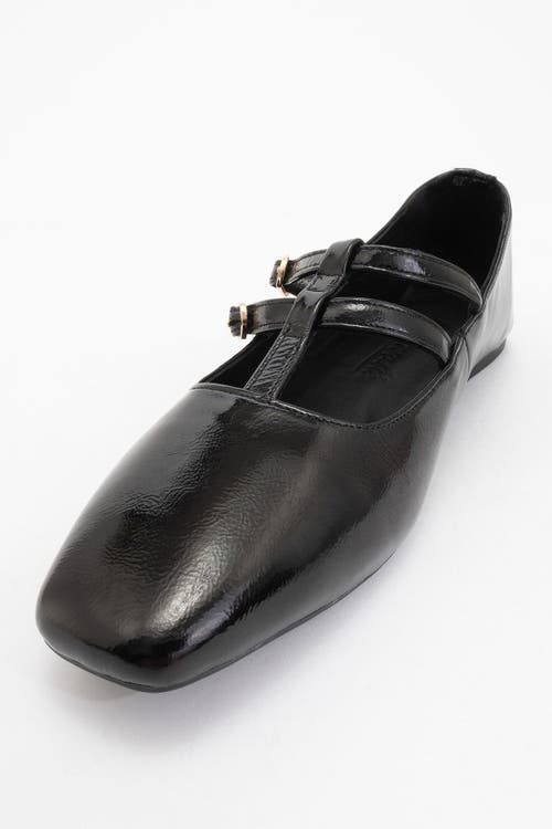 Forever & Always Shoes Starling Leather Mary Jane Flats In Black Patent Leather