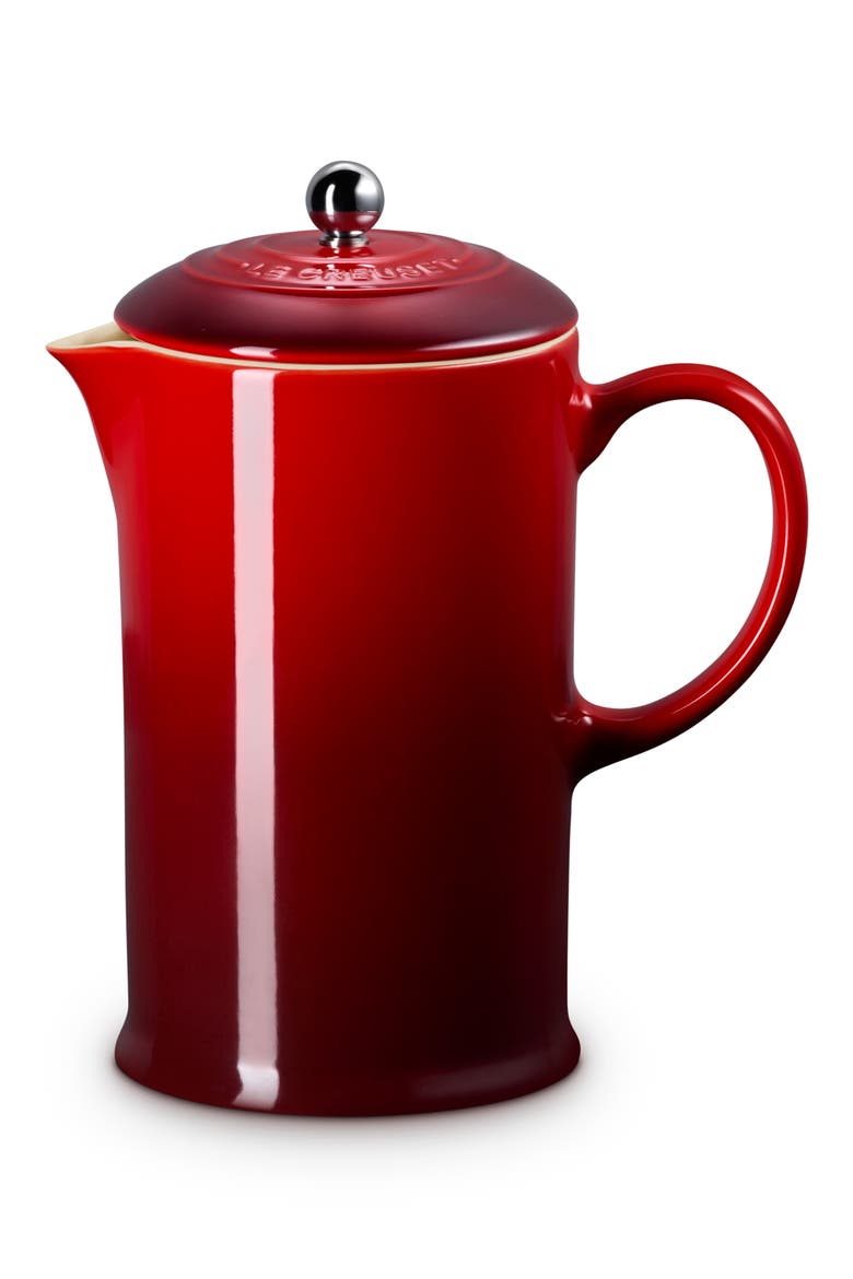 34-Ounce Stoneware French Press, Alternate, color, CERISE