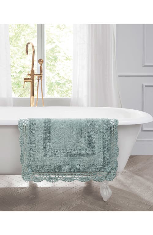 Laura Ashley Reversible Crochet Cotton 2-piece Bath Mat Set In Blue