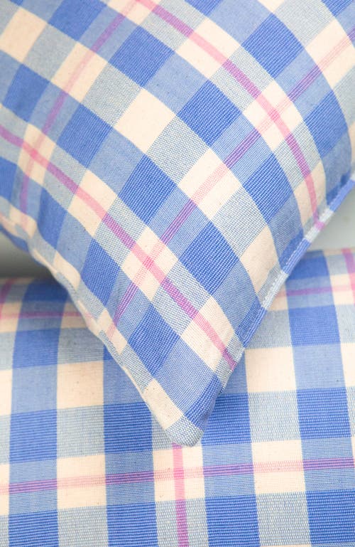 Archive New York Handwoven Classic Gingham Square Cotton Throw Pillow In Blue