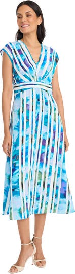 V-Neck Cap Sleeve Midi Dress