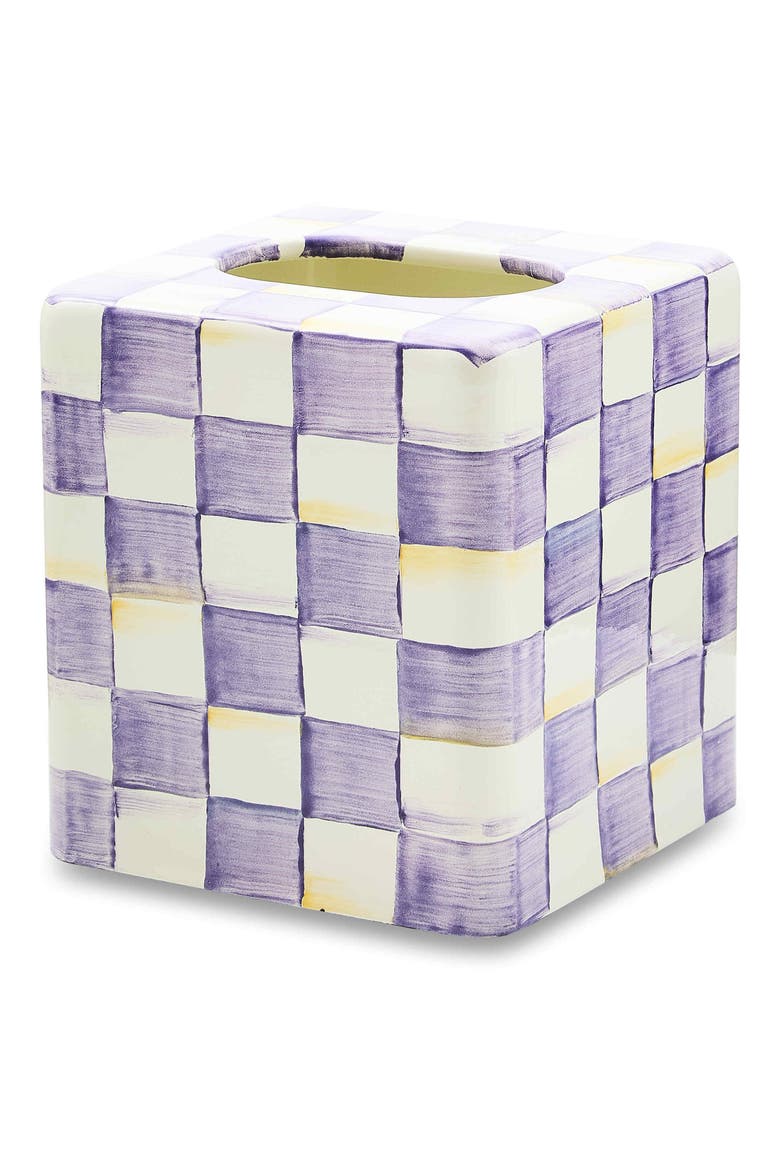 Violet Check Boutique Tissue Box Cover, Main, color, VIOLET