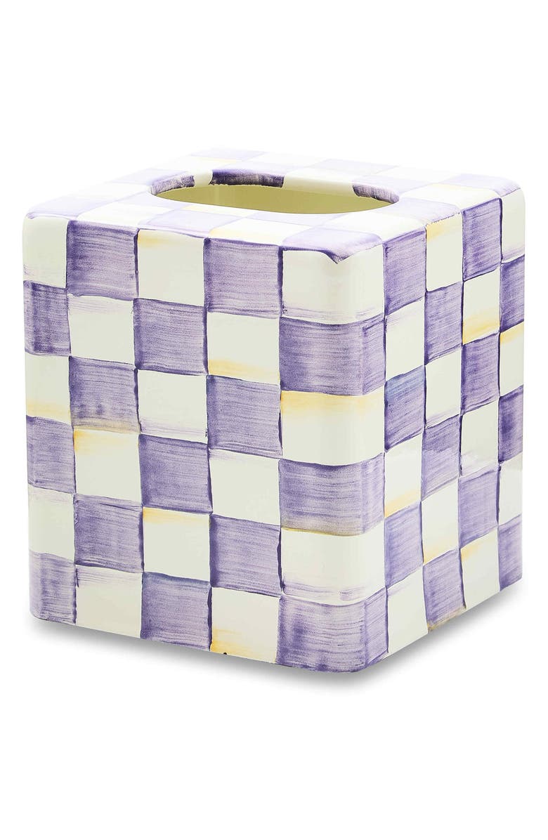 MACKENZIE CHILDS Violet Check Boutique Tissue Box Cover, Main, color, Violet