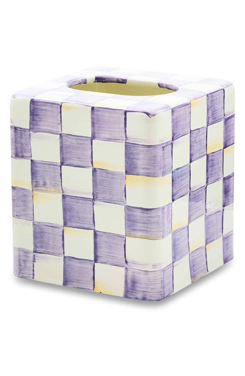Violet Check Boutique Tissue Box Cover