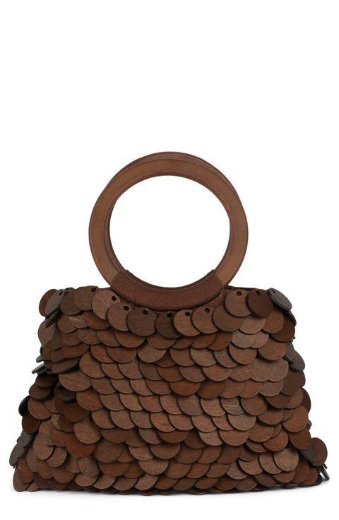 Arianna Wooden Disc Handheld Bag