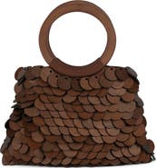 Jeffrey Campbell Arianna Wooden Disc Handheld Bag