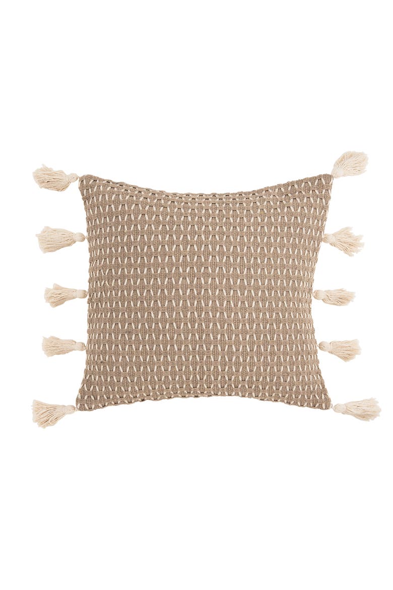 Flint Textured Diamond Woven Throw Pillow, Main, color, Beige