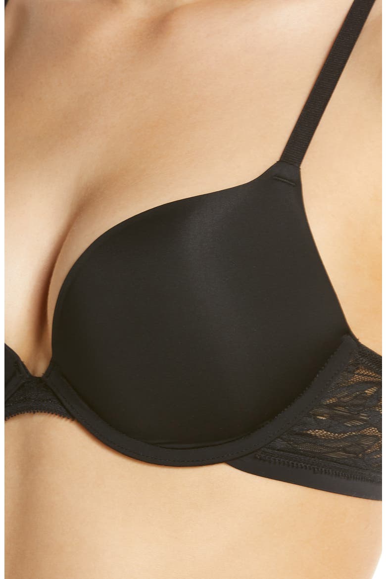 Sleek Micro Lace Underwire Convertible Push-Up Bra, Alternate, color, BLACK
