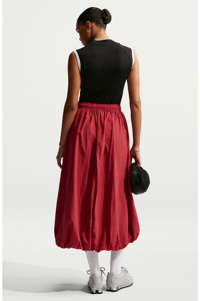 Sportswear Bubble Hem Water Repellent Midi Skirt, Alternate, color, 613 TEAM CRIMSON/CHALK