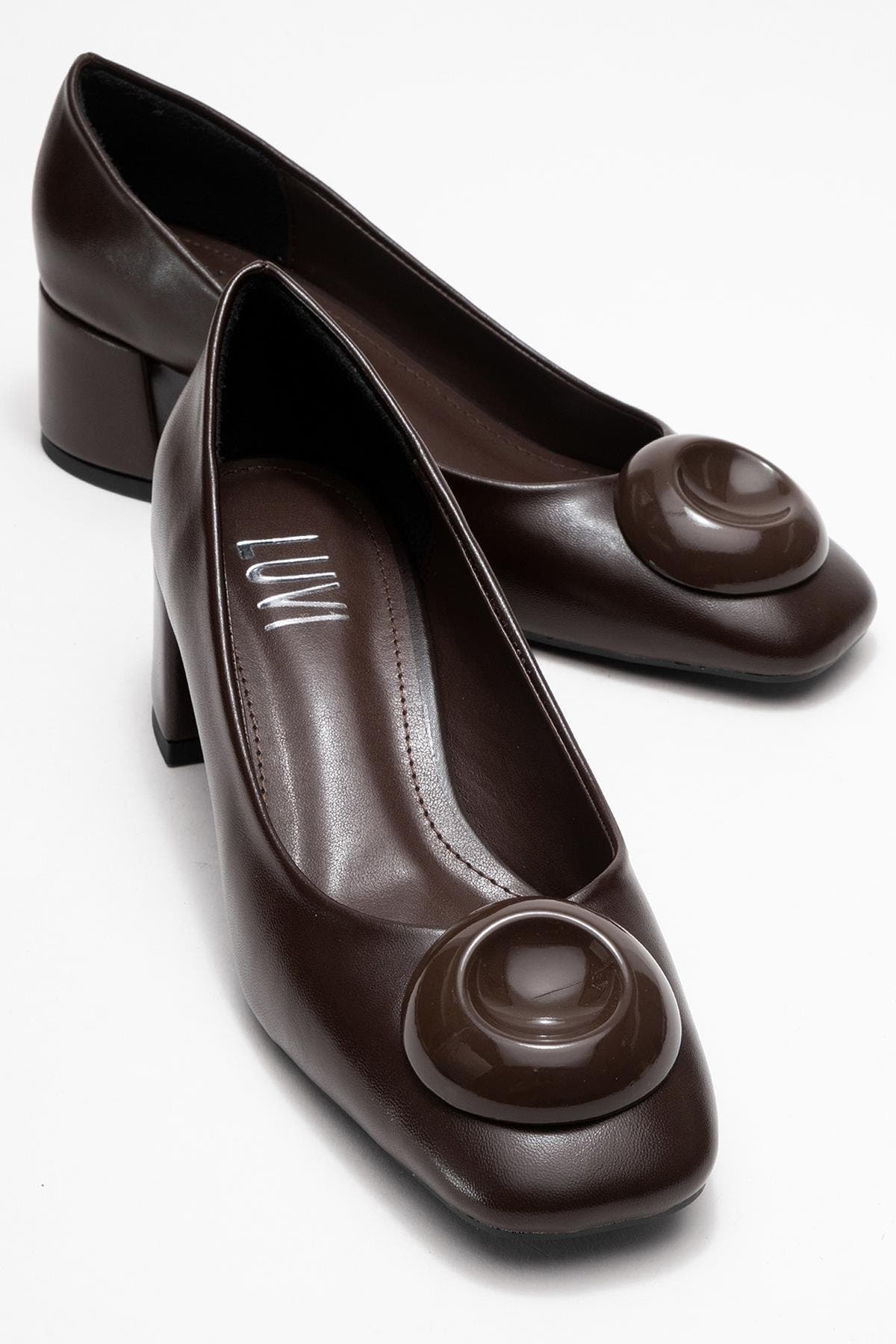 Prologue Shoes Mila Buckle Square Toe Block Heel Pump, Alternate, color, Brown