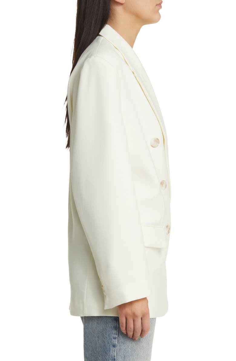 Topshop Double Breasted Blazer, Alternate, color, Cream