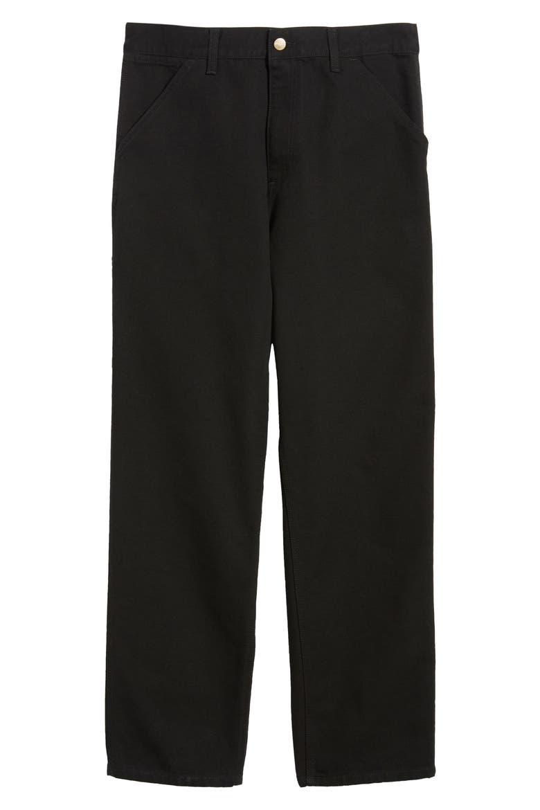 Single Knee Organic Cotton Canvas Straight Leg Pants, Alternate, color, BLACK