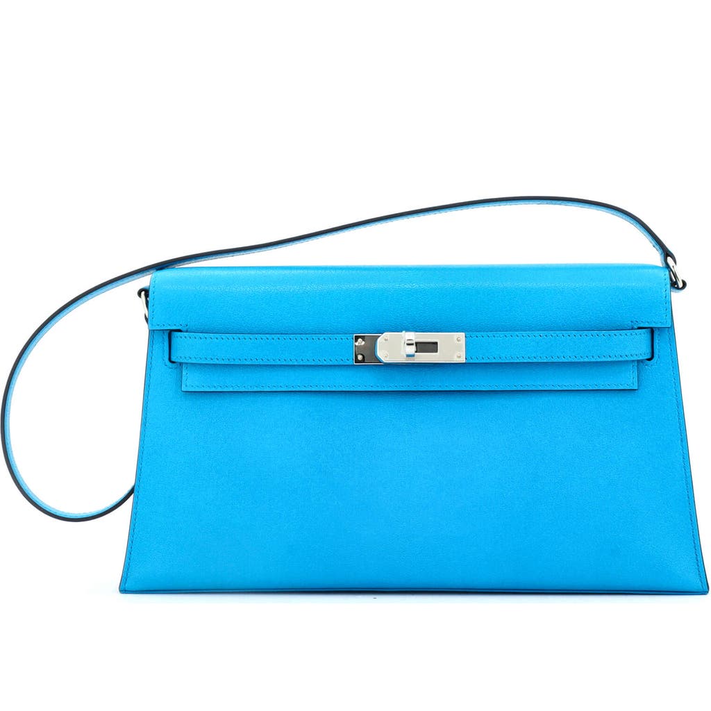 Pre-owned Hermes Hermes Kelly Elan Shoulder Bag Chevre Chamkila In Blue