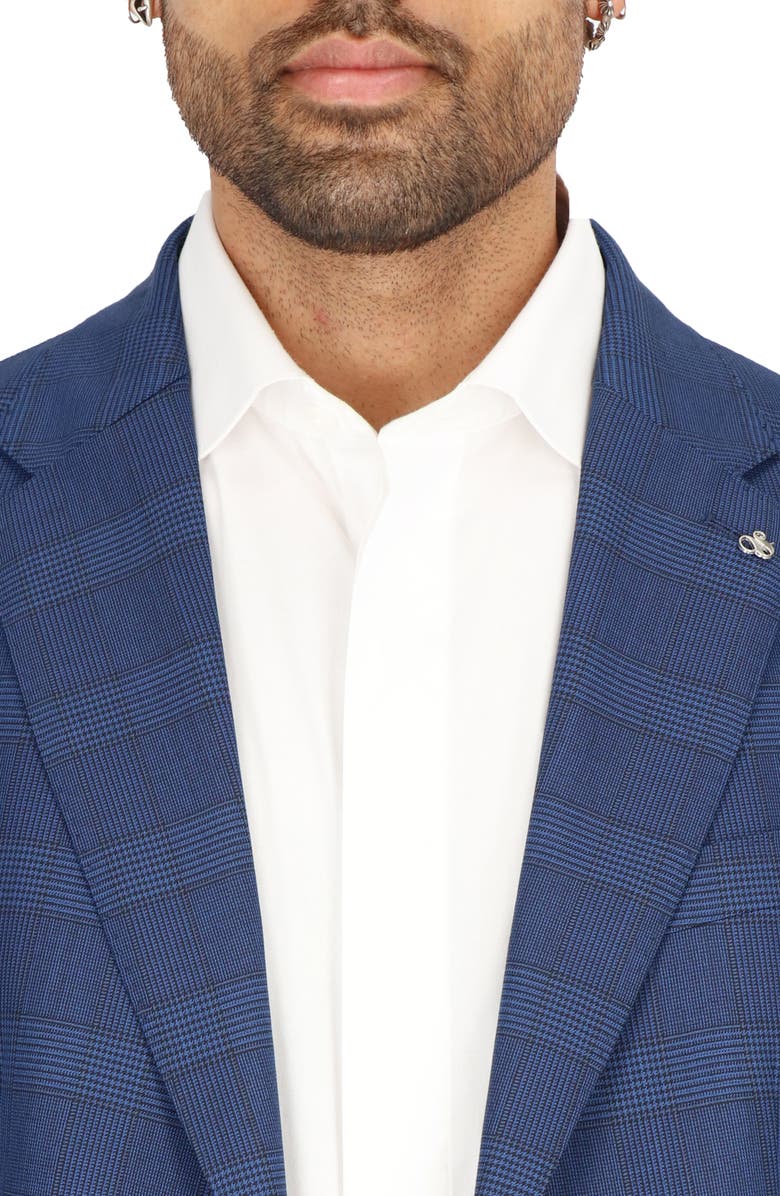 Scotch & Soda Blue Plaid Stretch Wool Sport Coat, Alternate, color, 