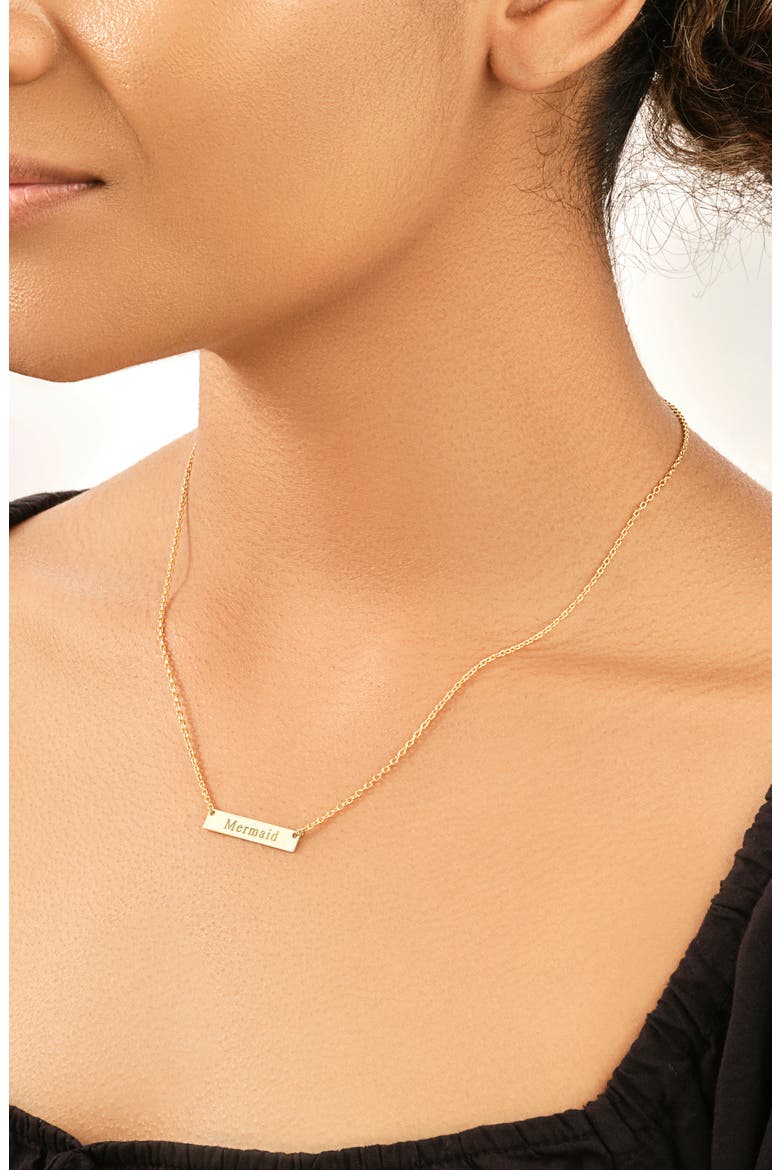 14K Yellow Gold Plated Sterling Silver Inspirational Bar Pendant Necklace, Alternate, color, GOLD - MERMAID