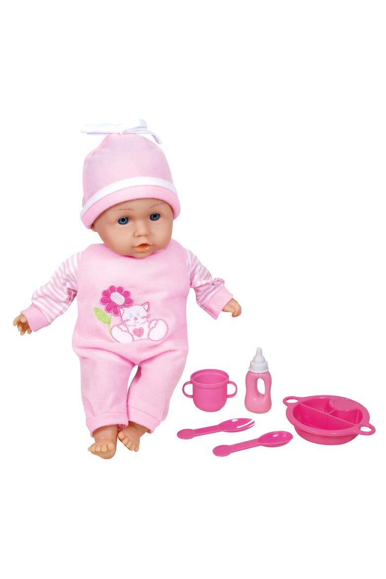 13 Inch Talking Baby & Feeding Accessories Set, Pink & Cat, 30 Sounds, Main, color, Pink