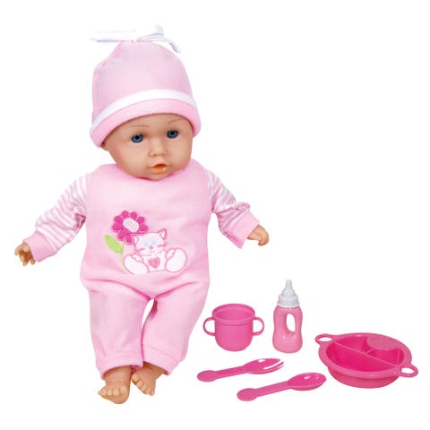 Talking Baby With Feeding Accessories, 13 Inches, Pink