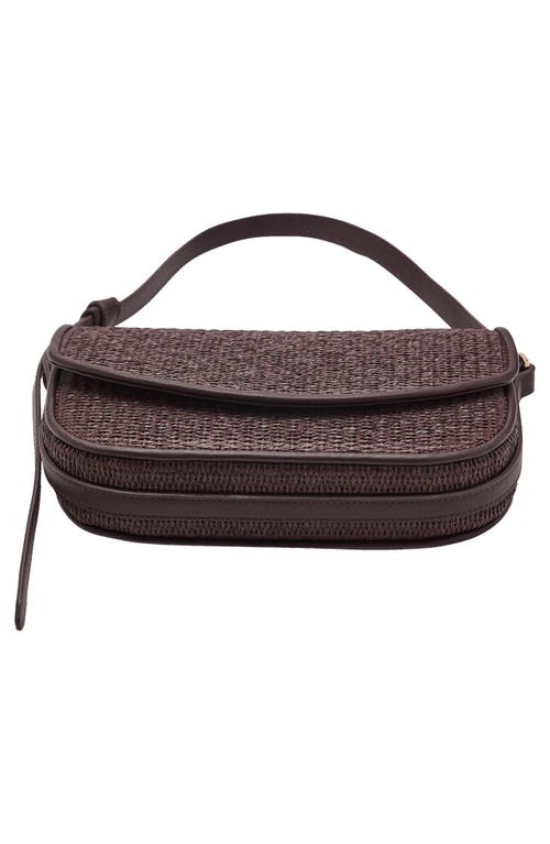 Mango Raffia Shoulder Bag With Flap Chocolate