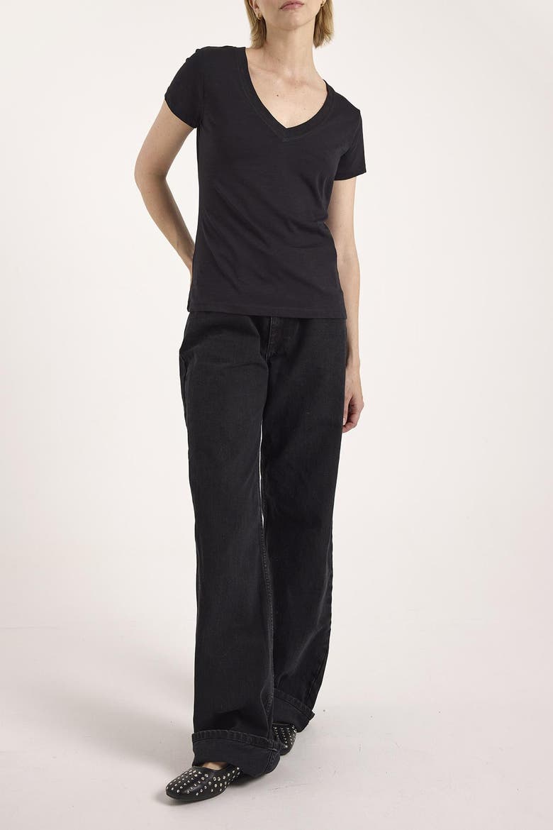 Relaxed Fit Cotton V-Neck T-shirt, Alternate, color, Black