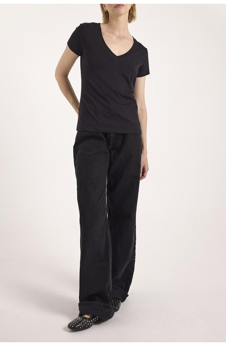 Brodie Pure Cashmere Relaxed Fit Cotton V-Neck T-shirt, Alternate, color, Black