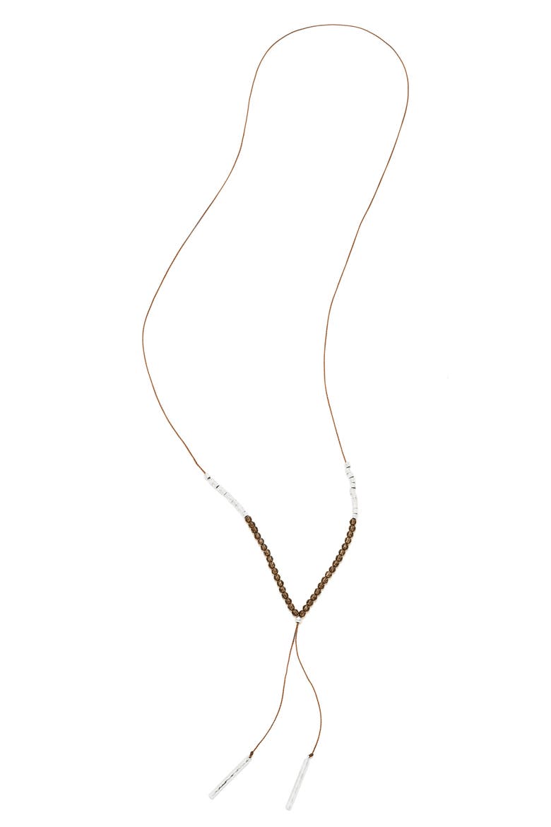 Power Gemstone Adjustable Y-Necklace, Alternate, color, SMOKY QUARTZ / SILVER