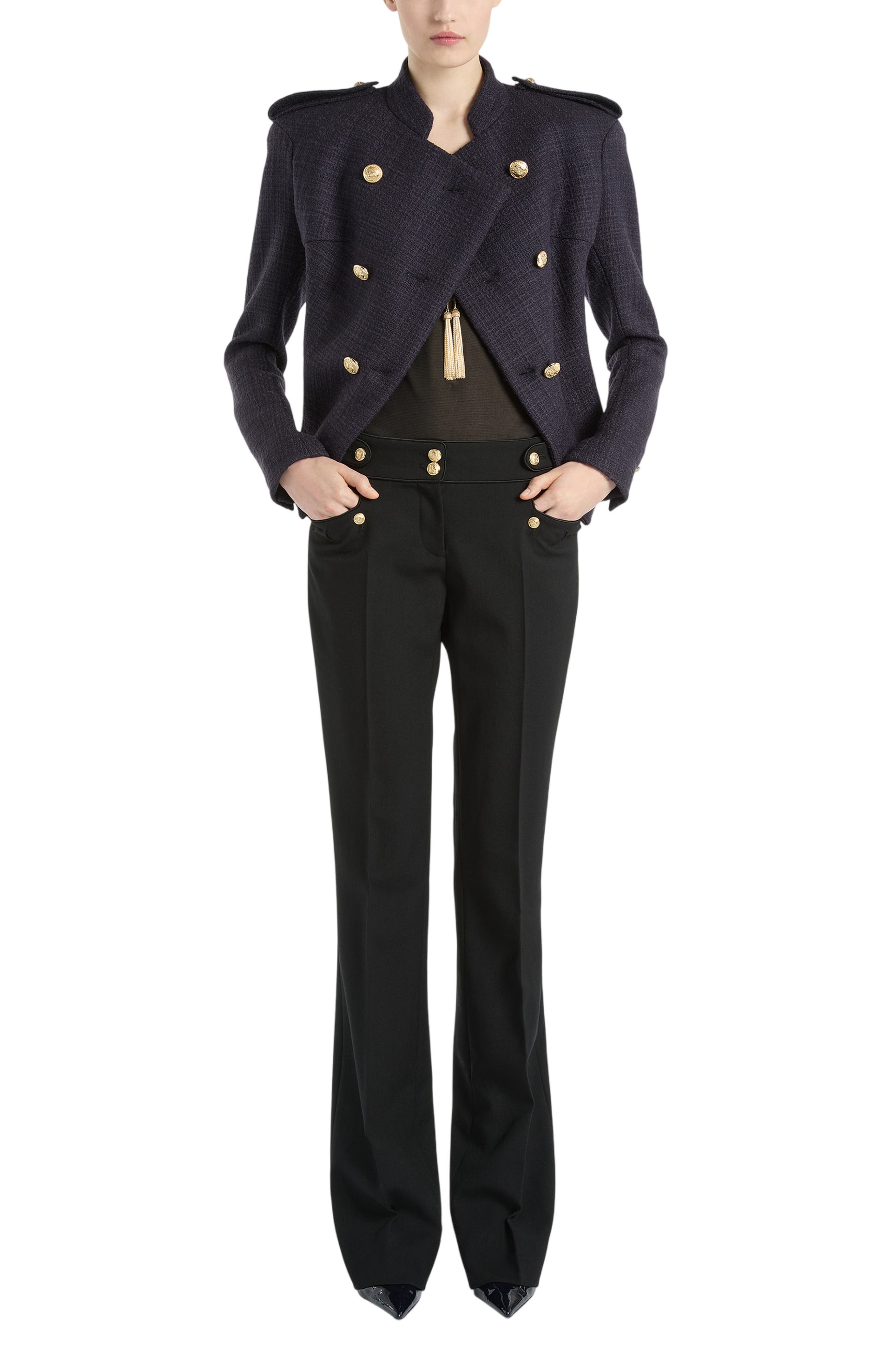 Balmain Tweed 6-button Jacket In Blue