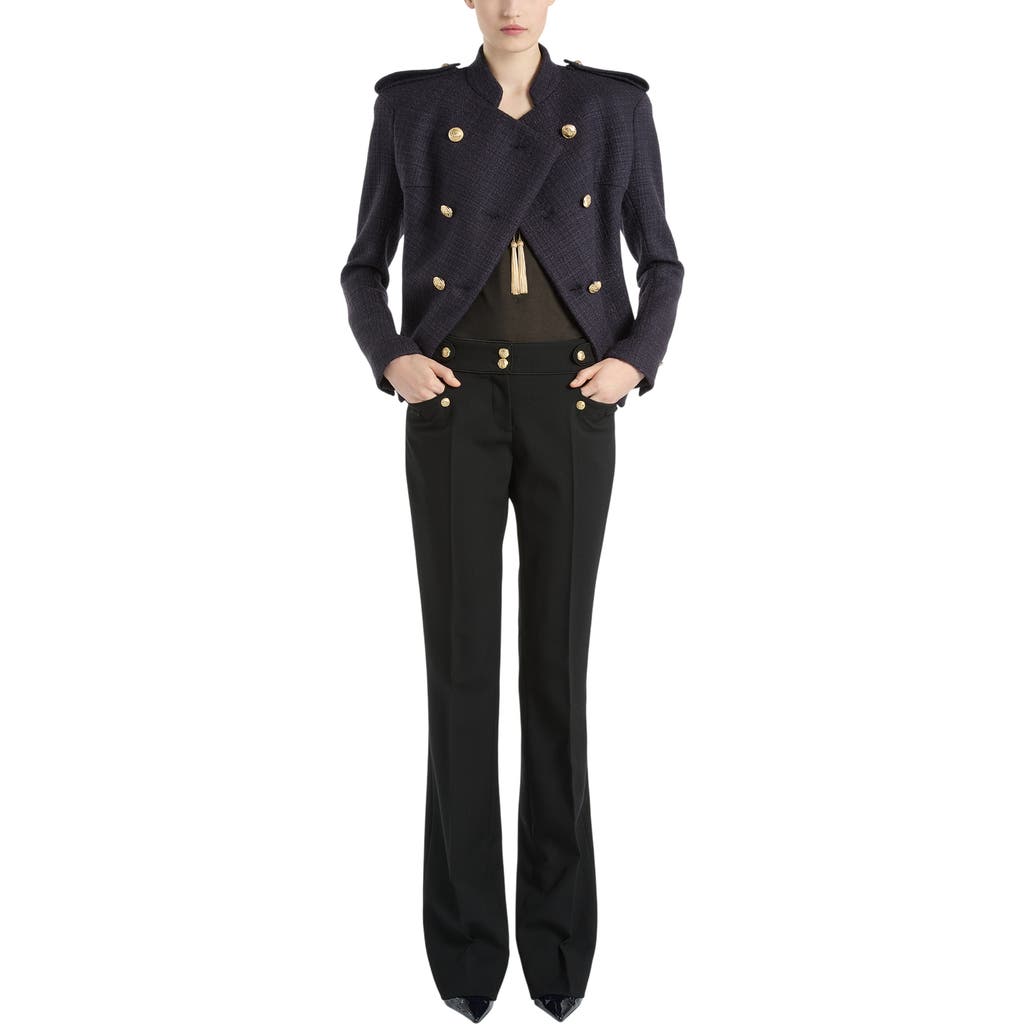Balmain Tweed 6-button Jacket In Blue