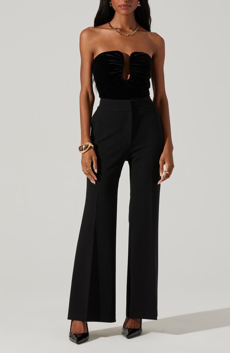 ASTR the Label Arista Strapless Velvet Top, Alternate, color, Black