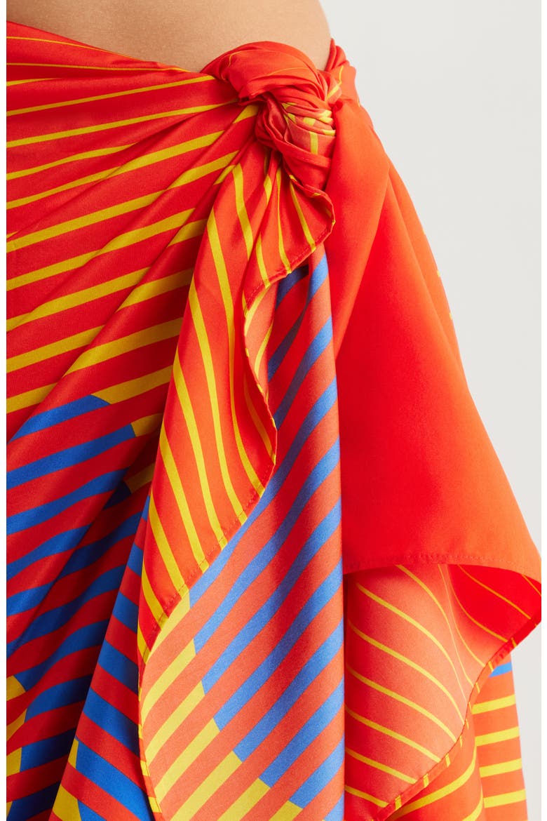 Color Print Long Scarf, Alternate, color, SILK RED