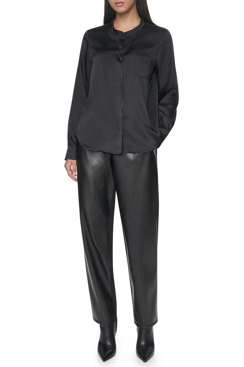 Embellished Necktie Long Sleeve Shirt, Alternate, color, BLACK
