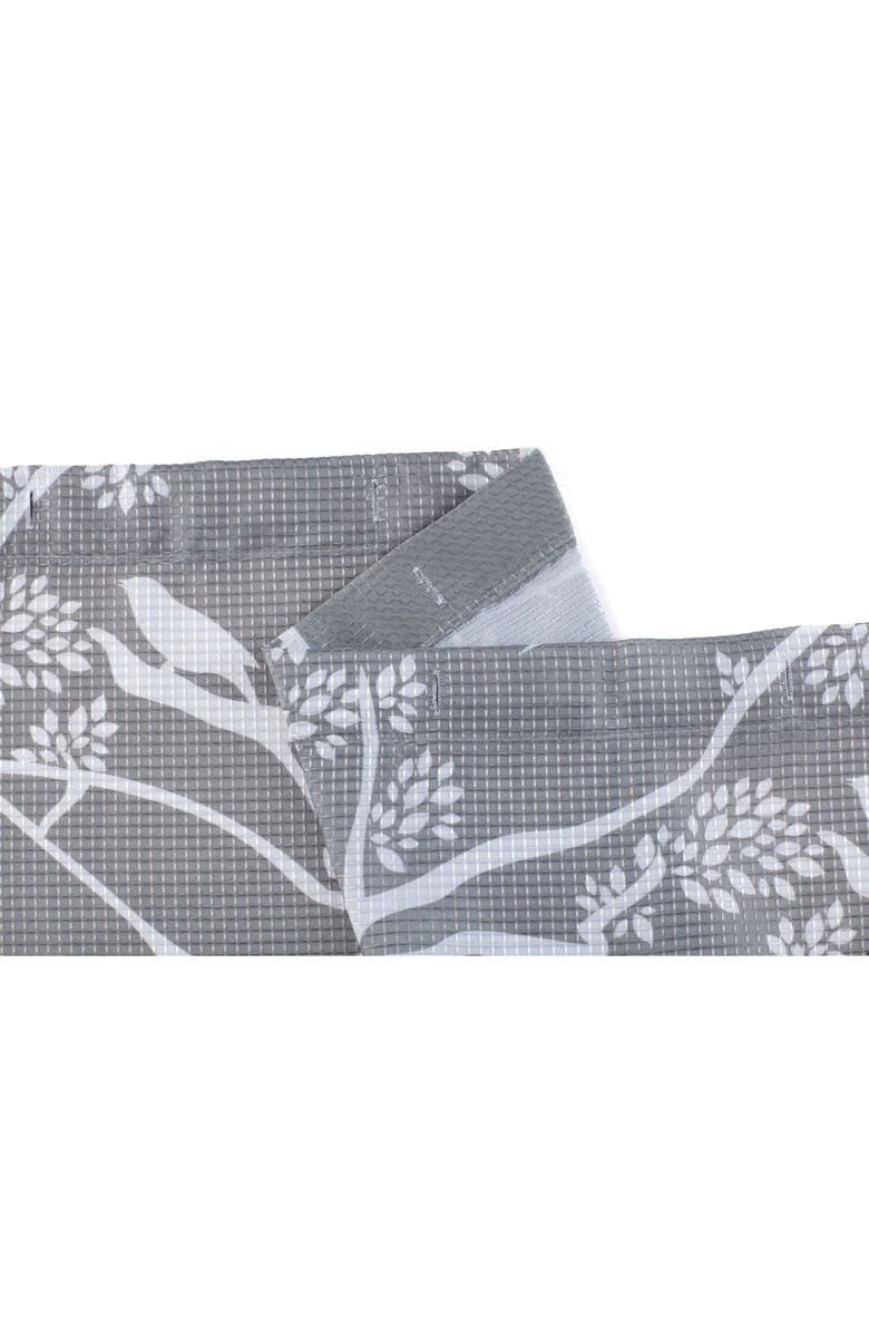 DAINTY HOME Birds Breeze Textured Waffle Weave Shower Curtain, Alternate, color, Silver