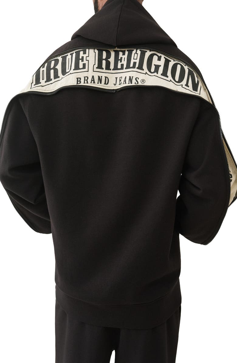 True Religion Zip Detail Hoodie, Alternate, color, Jet Black