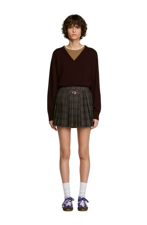 Checked Pleated Skirt