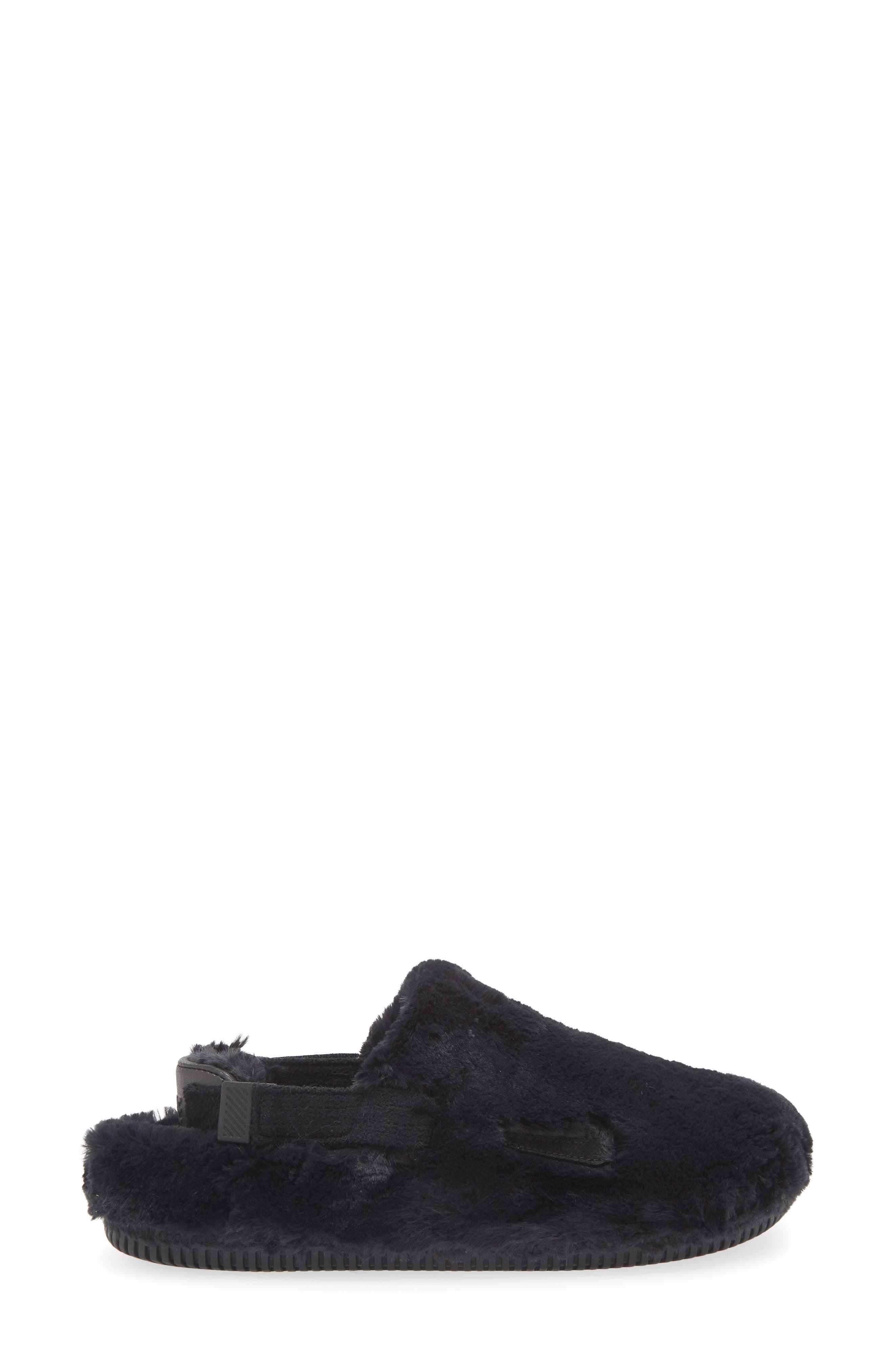 Nike Calm Faux Fur Mule, Alternate, color, Black/ Black