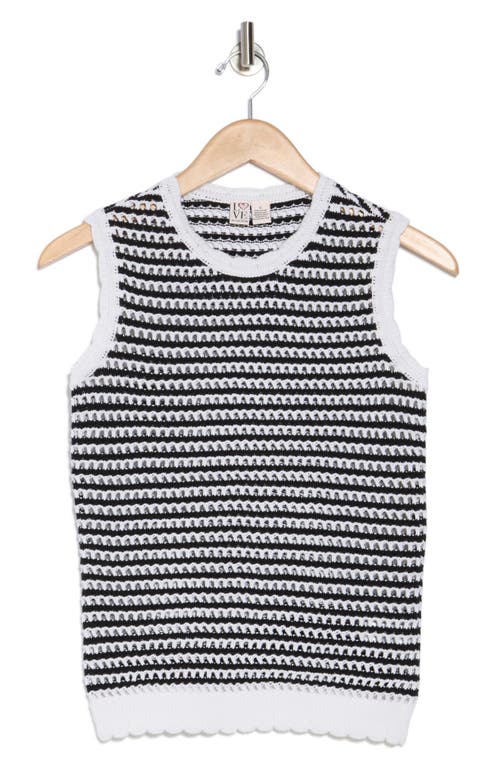 Love By Design Katelyn Open Knit Tank Top In Black/white