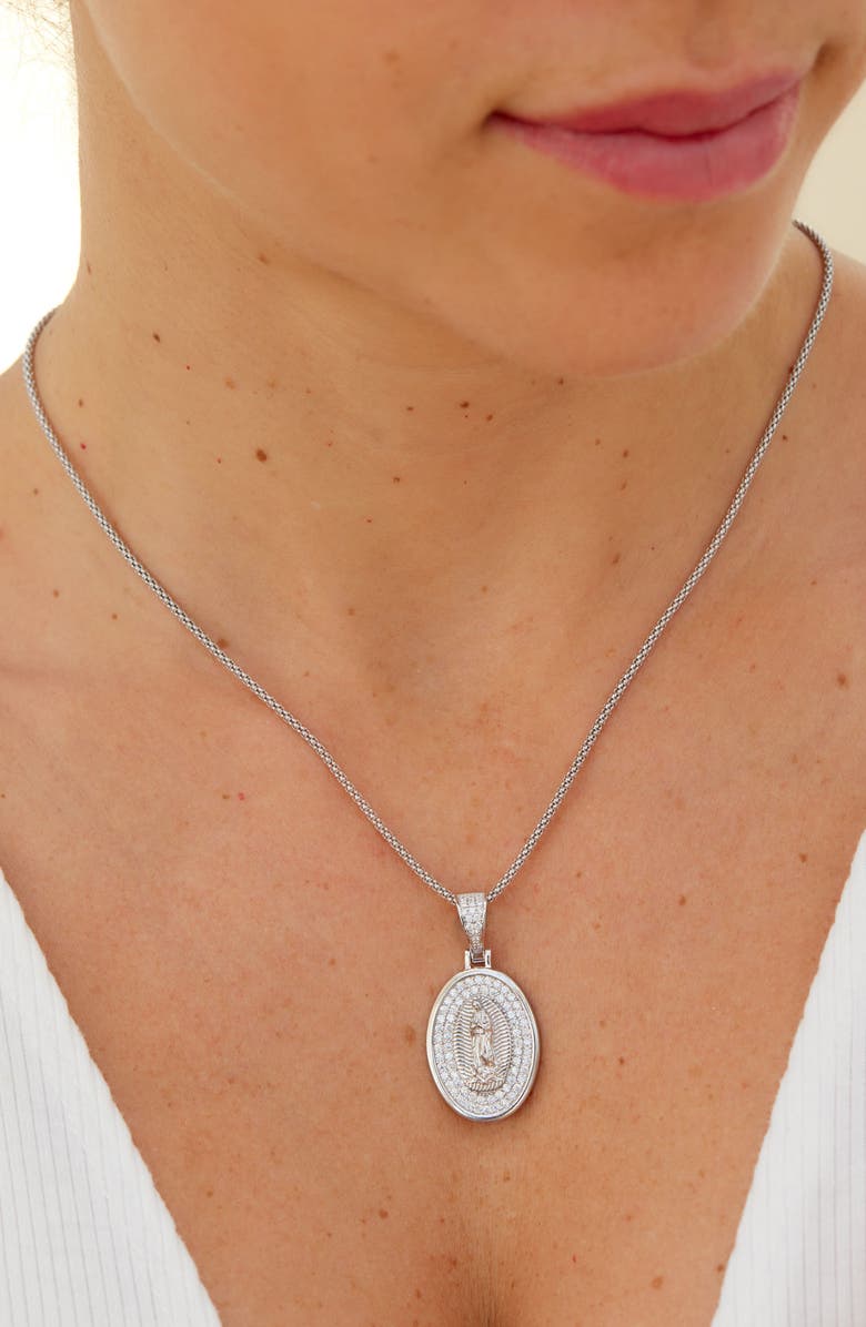 SAVVY CIE JEWELS Our Lady of Guadalupe Pendant Necklace, Alternate, color, White