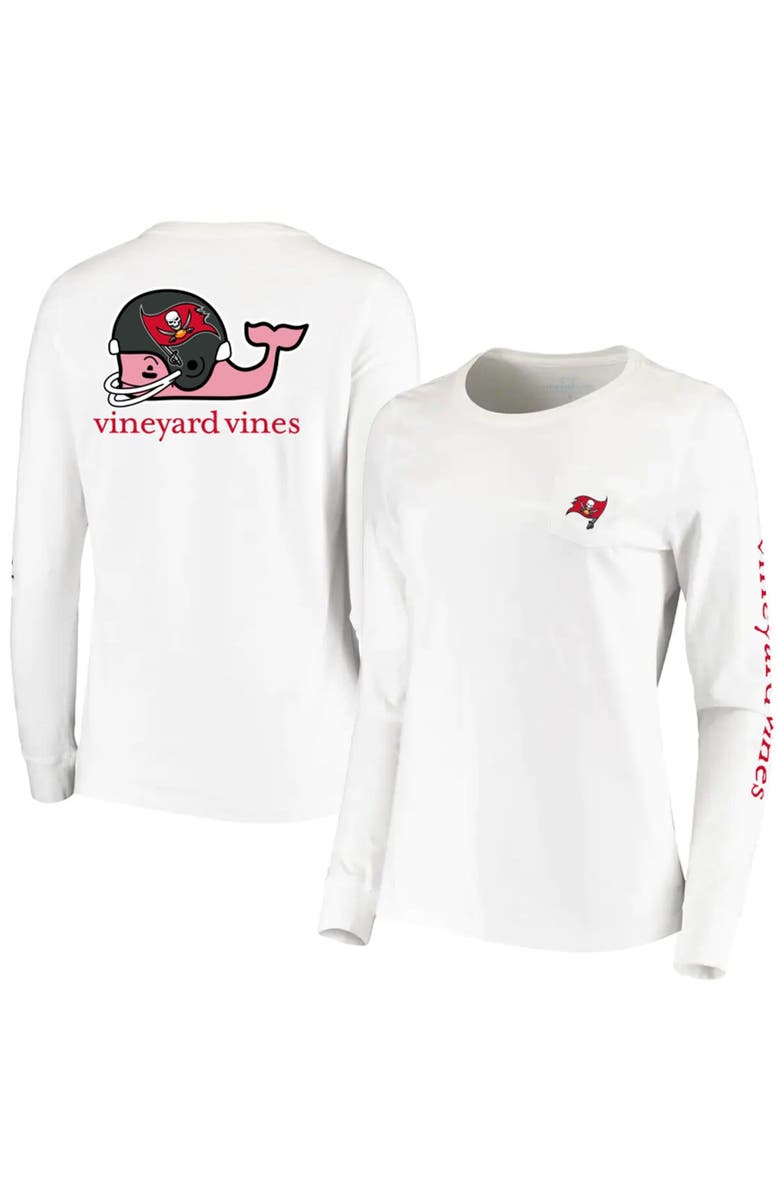vineyard vines Women's Vineyard Vines White Tampa Bay Buccaneers Helmet Long Sleeve T-Shirt, Main, color, 