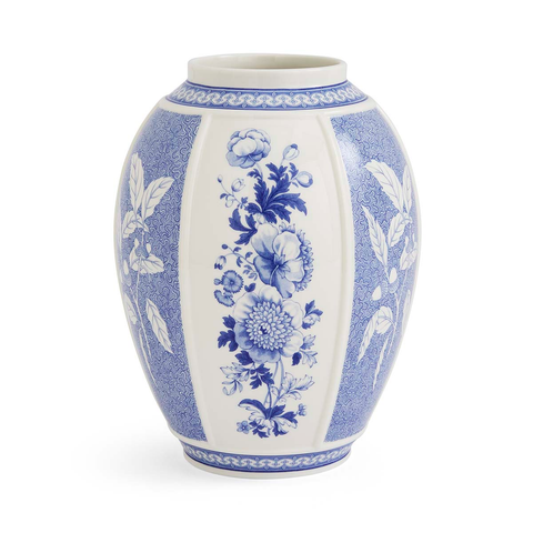 Blue Italian Vase 10" British Flowers