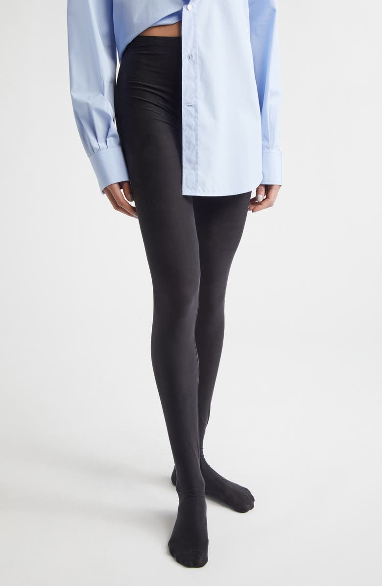 Maison Margiela Stretch Cupro Leggings, Alternate, color, Black