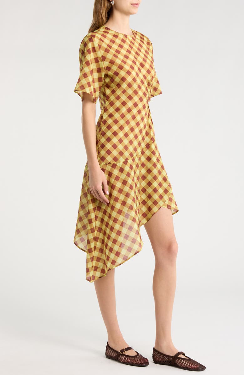 Damson Madder Harmony Gingham Asymmetric Dress, Alternate, color, Chocolate Multi