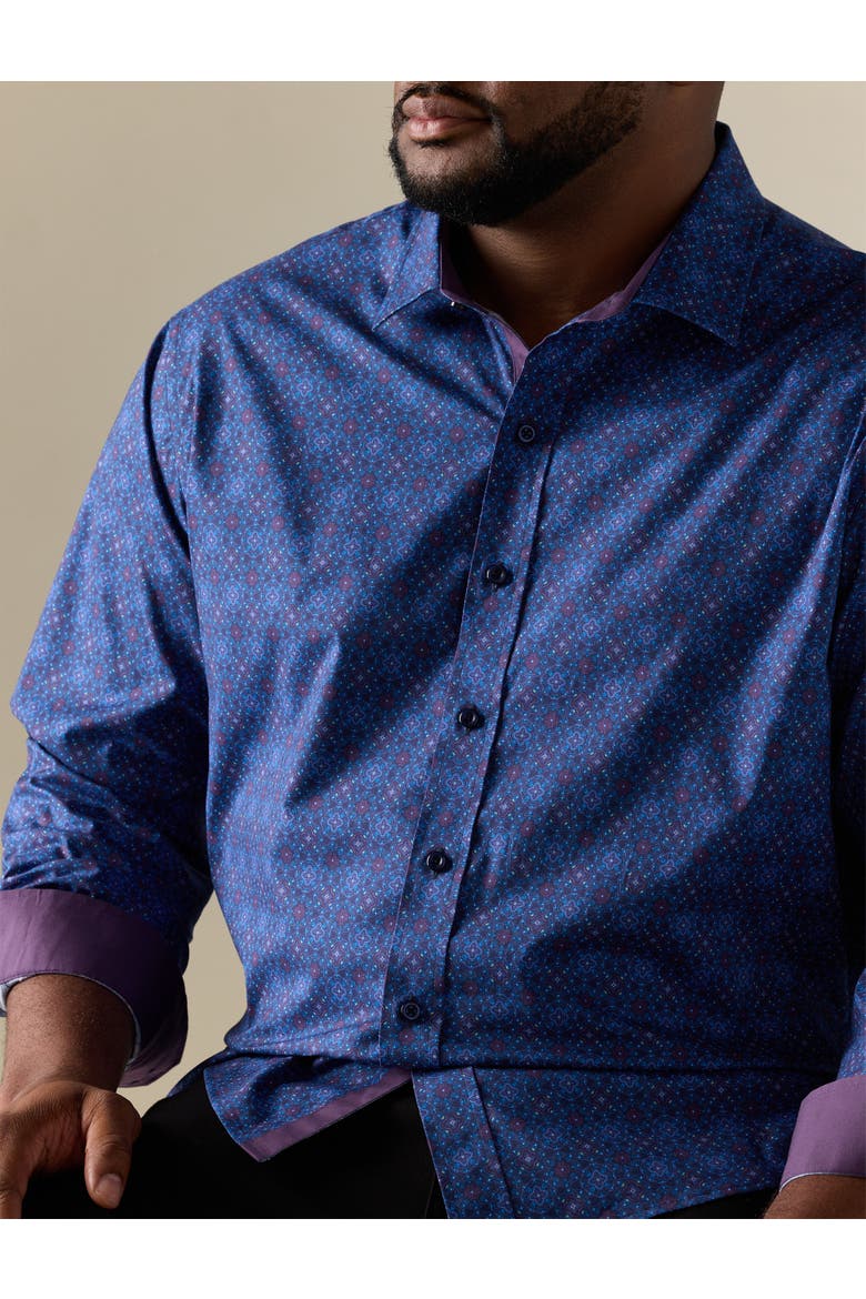 Big & Tall Medallion Print Sport Shirt V2, Alternate, color, PEACOAT MULTI
