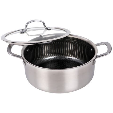 5 Quart NonStick Stainless Steel Dutch Oven w/Glass Lid