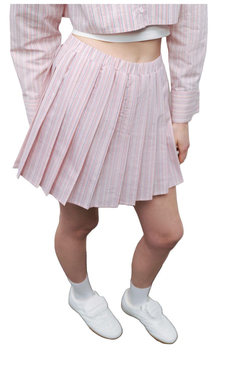 Nocturne Striped Pleated Mini Skirt, Alternate, color, 