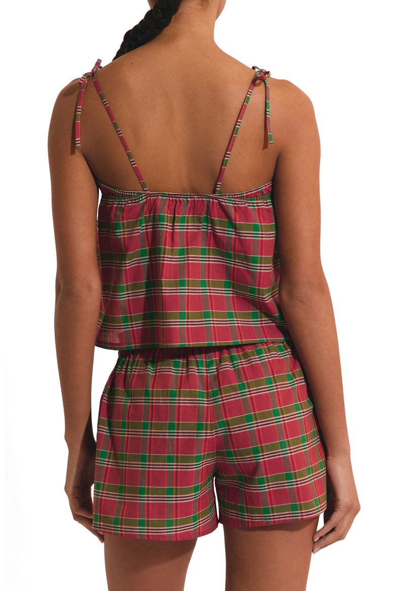Vagabonde Plaid Cotton Pajama Camisole, Alternate, color, FUCHSIA