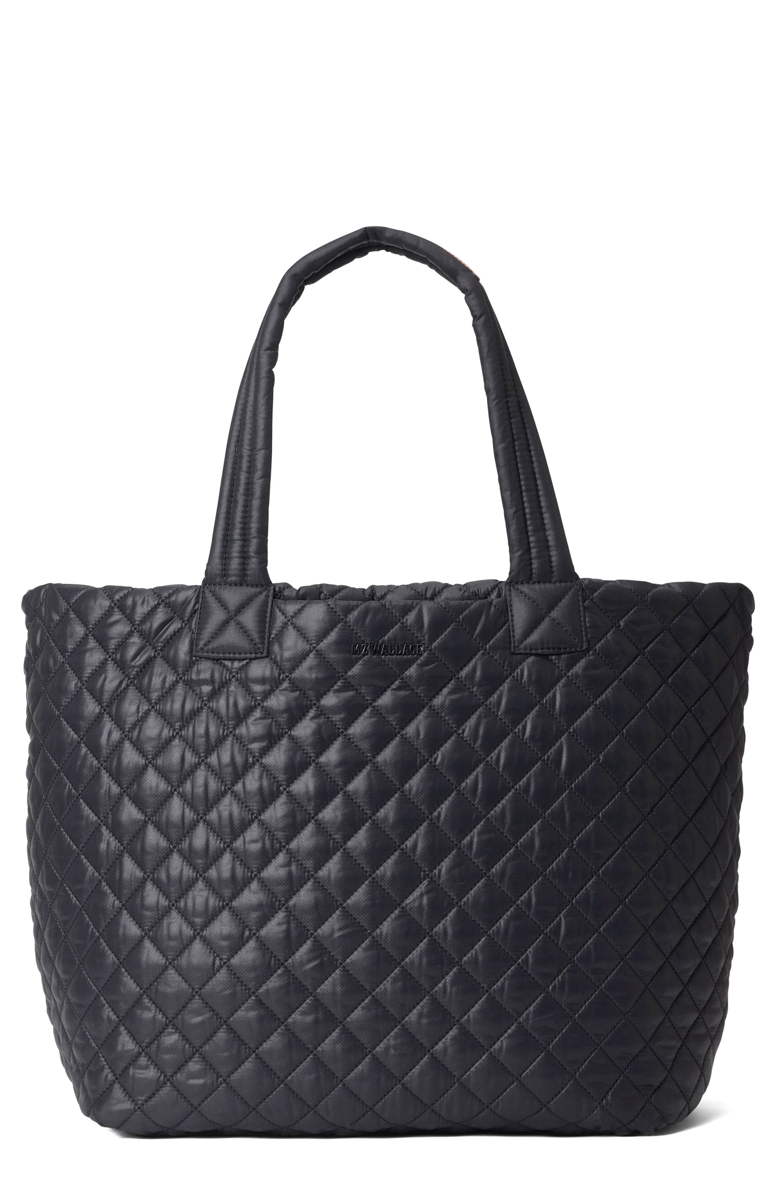 MZ Wallace Large Metro Deluxe Diamond Quilted Nylon Tote, Main, color, Black