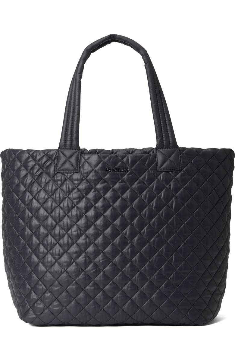 MZ Wallace Large Metro Deluxe Diamond Quilted Nylon Tote, Main, color, Black
