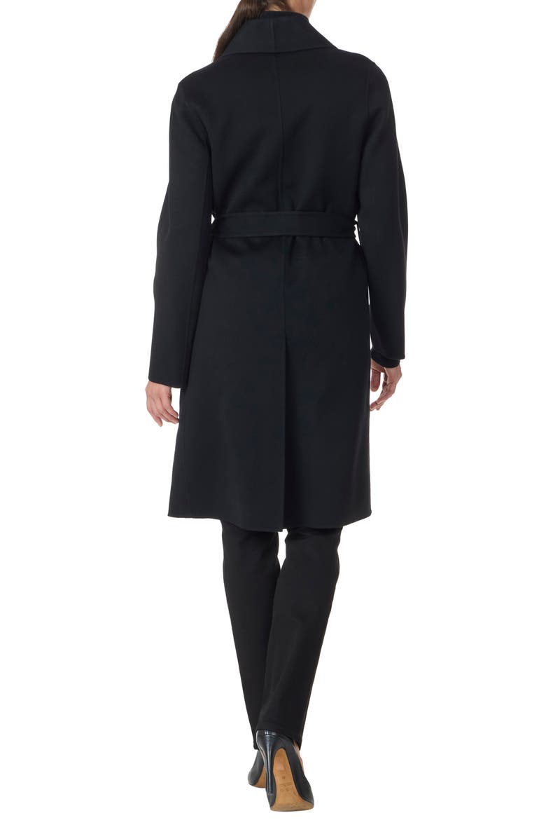 Double Face Wool & Cashmere Wrap Coat, Alternate, color, BLACK