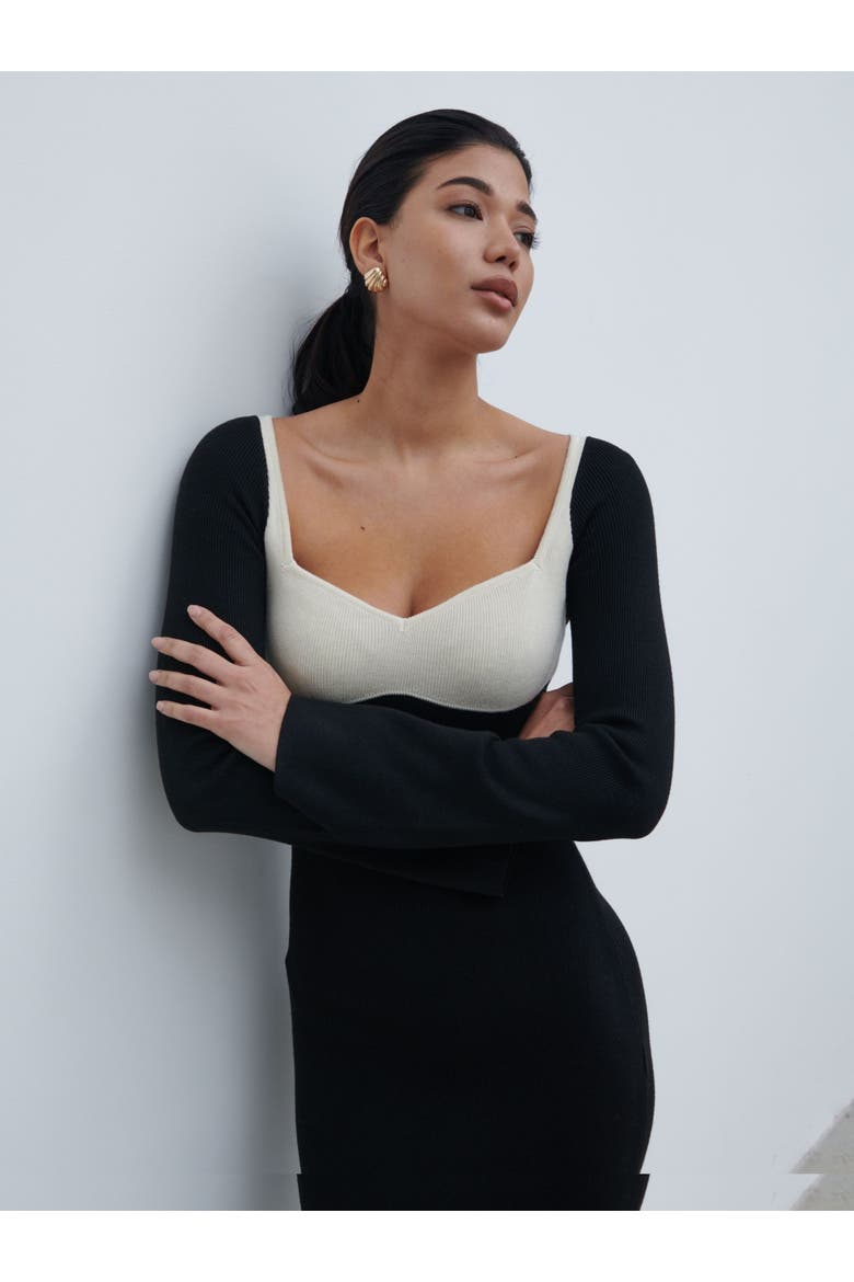Freya Contrast Knit Maxi Dress, Alternate, color, Black And Cream