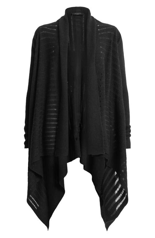 Allsaints Harley Longline Wool & Alpaca Blend Rib Cardigan In Black